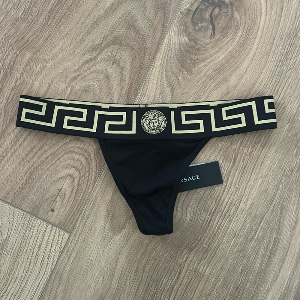 VERSACE GRECA BORDER THONG